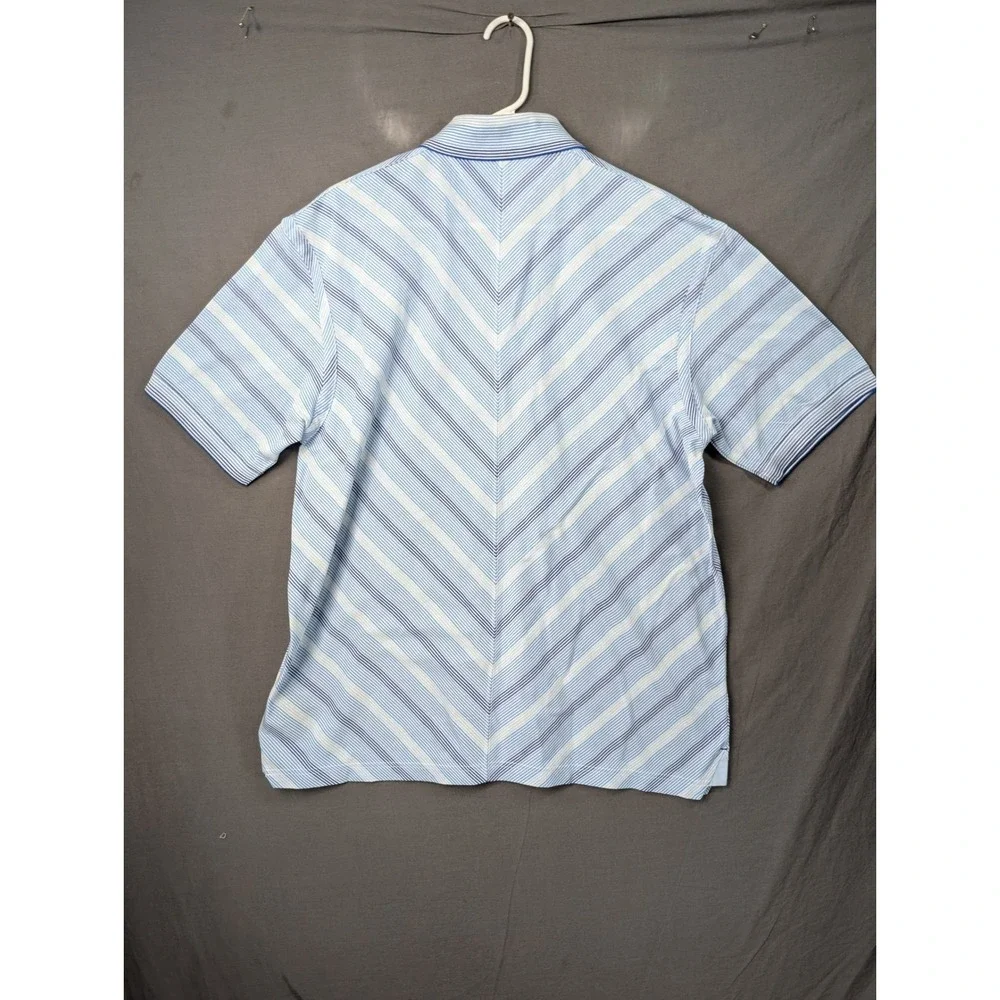 Tommy Hilfiger Mens Blue Striped Short Sleeve Polo Shirt L